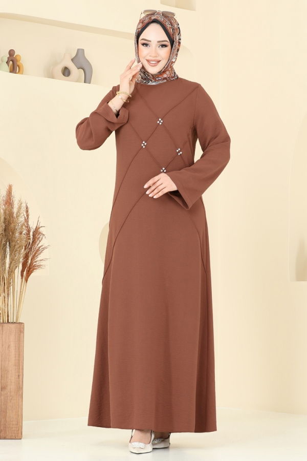 Modaselvim خصم صافٍ20%+20% في سلة التسوق الفستان عسلي 2650SL432