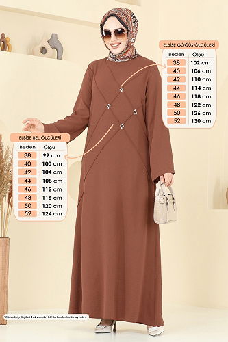 moda selvim الفستان عسلي 2650SL432 - Thumbnail