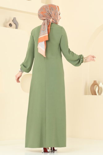 moda selvim الفستان أخضر عشبي 2651SL432 - Thumbnail