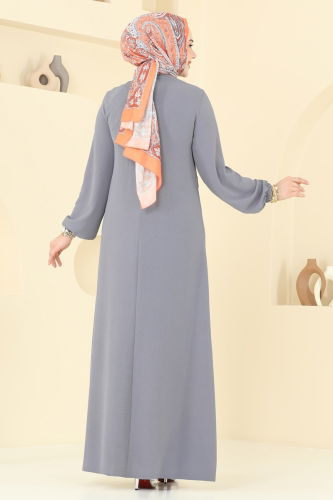 moda selvim الفستان رمادي 2651SL432 - Thumbnail