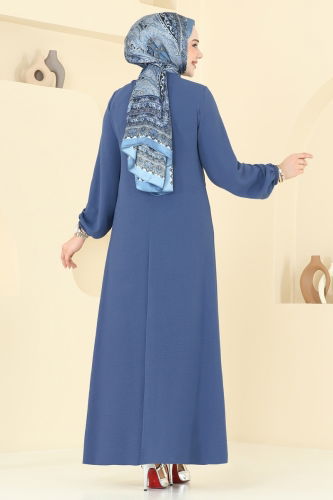moda selvim Dress 2651SL432 Indigo - Thumbnail
