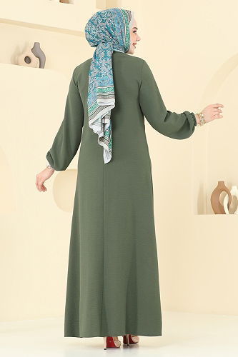 moda selvim الفستان اخضر عفني 2651SL432 - Thumbnail
