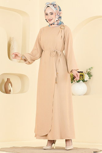 moda selvim Dress 2661MSZ1172 Beige - Thumbnail