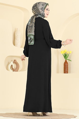 moda selvim الفستان أسود 2661MSZ1172 - Thumbnail