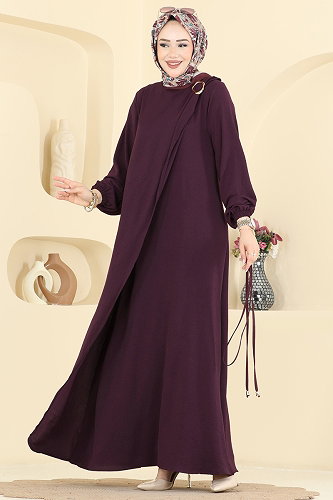 moda selvim Dress 2661MSZ1172 Damson - Thumbnail