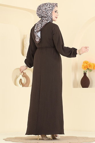 moda selvim Dress 2661MSZ1172 Dark Brown - Thumbnail