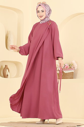 moda selvim Dress 2661MSZ1172 Dark Rose Dusky - Thumbnail
