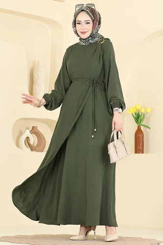 moda selvim Dress 2661MSZ1172 Khaki - Thumbnail
