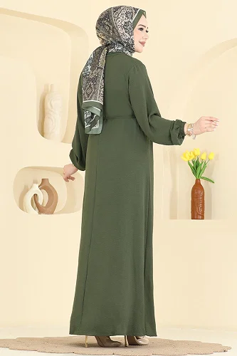 moda selvim Dress 2661MSZ1172 Khaki - Thumbnail