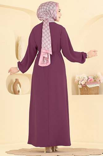 moda selvim Dress 2661MSZ1172 Light Damson - Thumbnail
