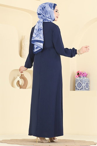 moda selvim Dress 2661MSZ1172 Light Navy Blue - Thumbnail