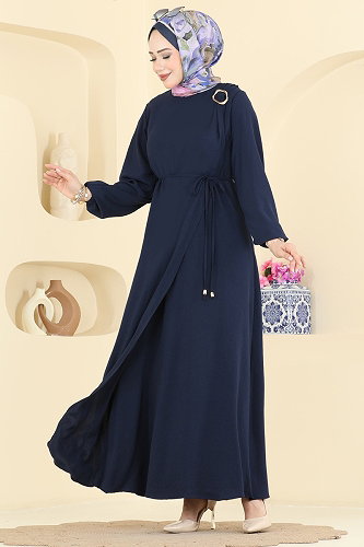 moda selvim الفستان كحلي 2661MSZ1172 - Thumbnail