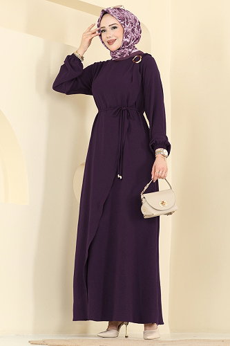 moda selvim Dress 2661MSZ1172 Purple - Thumbnail