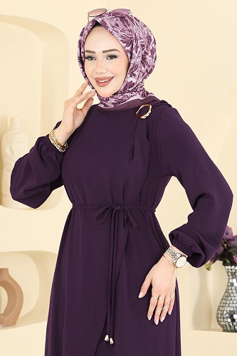 moda selvim الفستان أرجواني 2661MSZ1172 - Thumbnail