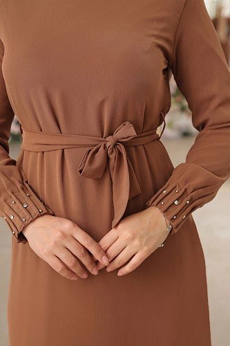 moda selvim Dress 2661NVN696 Light Tan - Thumbnail