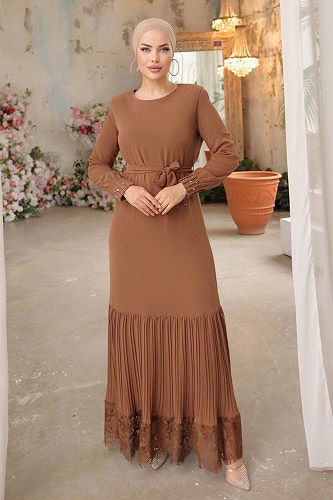 moda selvim Dress 2661NVN696 Light Tan - Thumbnail