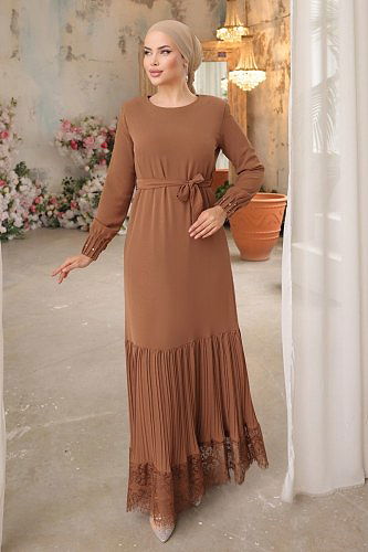 moda selvim Dress 2661NVN696 Light Tan - Thumbnail