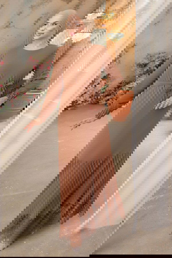 Modaselvim خصم صافٍ20%+20% في سلة التسوق الفستان عسلي فاتح 2661NVN696