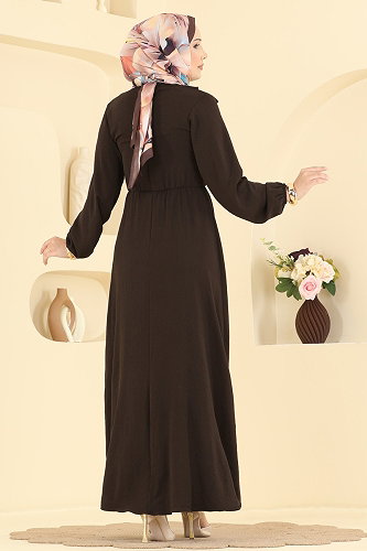 moda selvim Dress 2667MSZ1172 Brown - Thumbnail