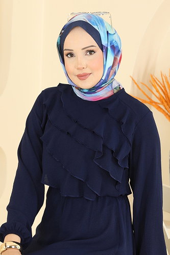 moda selvim Dress 2667MSZ1172 Navy Blue - Thumbnail