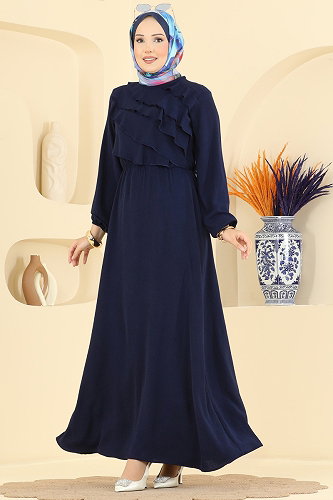 moda selvim Dress 2667MSZ1172 Navy Blue - Thumbnail