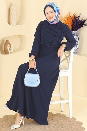 moda selvim Dress 2667MSZ1172 Navy Blue - Thumbnail