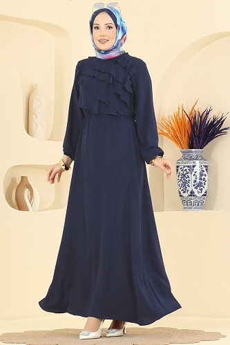 moda selvim Dress 2667MSZ1172 Navy Blue - Thumbnail