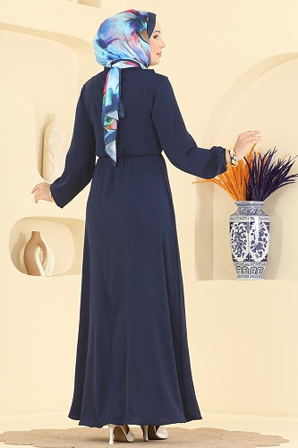 moda selvim Dress 2667MSZ1172 Navy Blue - Thumbnail