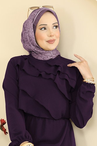 moda selvim الفستان أرجواني 2667MSZ1172 - Thumbnail