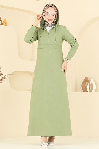 moda selvim الفستان أخضر عشبي 2679SL432 - Thumbnail