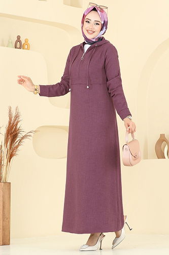 moda selvim الفستان ليلكي غامق 2679SL432 - Thumbnail