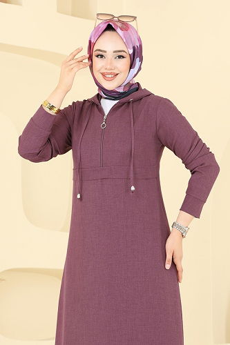 moda selvim الفستان ليلكي غامق 2679SL432 - Thumbnail