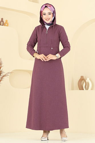 moda selvim الفستان ليلكي غامق 2679SL432 - Thumbnail