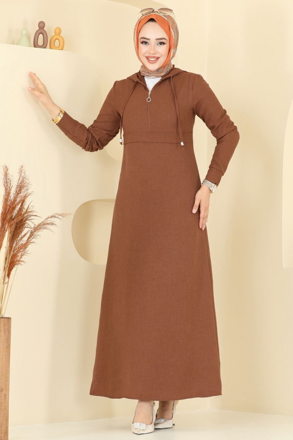 Modaselvim خصم صافٍ20%+20% في سلة التسوق الفستان عسلي 2679SL432