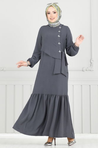 S.L. - الفستان رمادي غامق 2680SL432