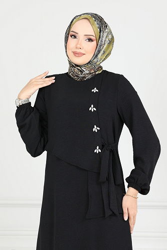 moda selvim Dress 2680SL432 Black - Thumbnail