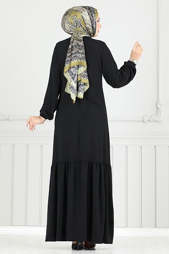 moda selvim الفستان أسود 2680SL432 - Thumbnail