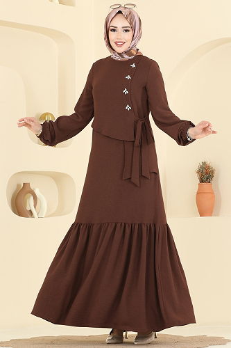moda selvim Dress 2680SL432 Brown - Thumbnail