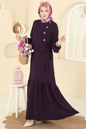 moda selvim Dress 2680SL432 Dark Damson - Thumbnail