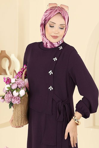 moda selvim Dress 2680SL432 Dark Damson - Thumbnail
