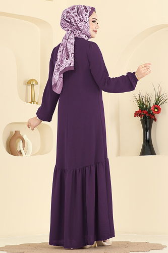 moda selvim Dress 2680SL432 Dark Purple - Thumbnail