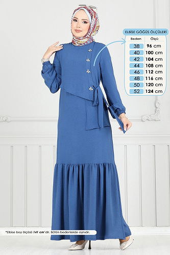 moda selvim Dress 2680SL432 Indigo - Thumbnail