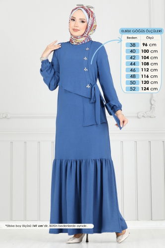 moda selvim الفستان ازرق 2680SL432 - Thumbnail