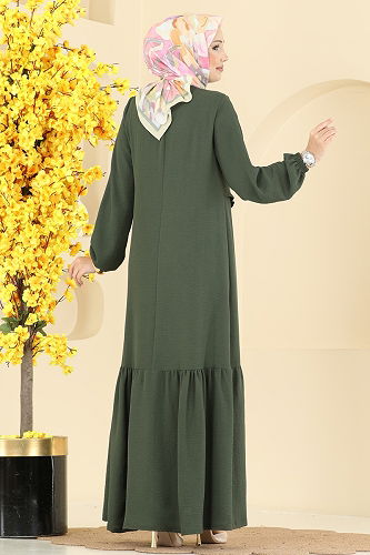 moda selvim Dress 2680SL432 Khaki - Thumbnail