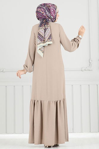 moda selvim الفستان بيج 2680SL432 - Thumbnail