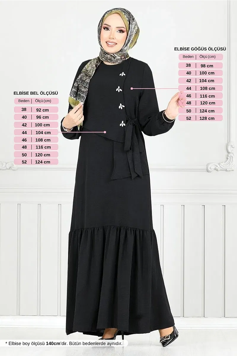 moda selvim Dress 2680SL890-M Black - Thumbnail