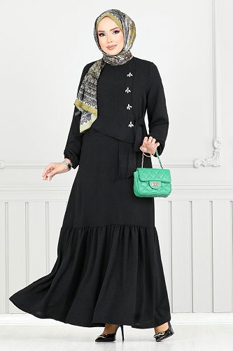 moda selvim Dress 2680SL890-M Black - Thumbnail