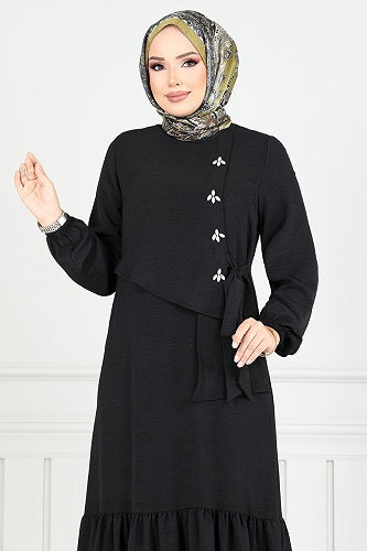 moda selvim Dress 2680SL890-M Black - Thumbnail