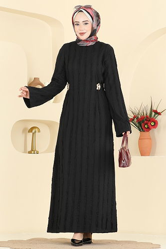 moda selvim Dress 2701TPK1167 Black - Thumbnail