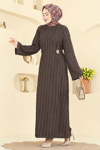 moda selvim Dress 2701TPK1167 Brown - Thumbnail